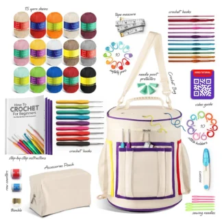 Complete Crochet Hook Kit with Yarn and Accessories, 85+ Pieces